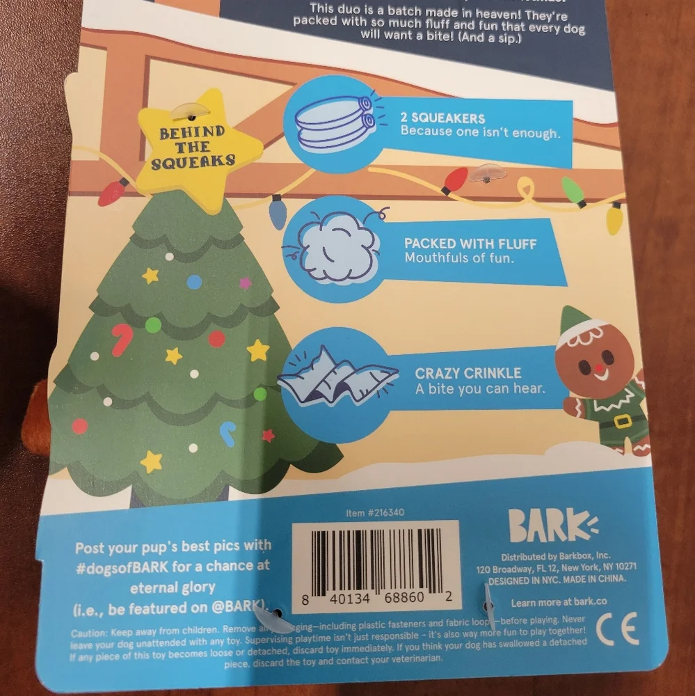 Bark Santas Workchomp Dog Toys XS-S Set Of 2 Nwt